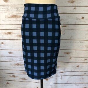 LuLaRoe blue Checkered Pencil Cassie Skirt